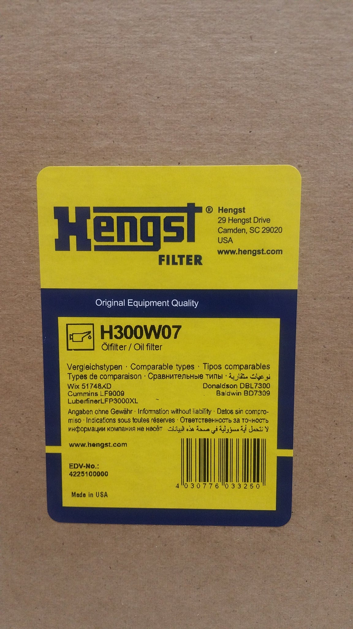 DBL7300, LF9009, LFP300XL, 57148XD, H300W07 HENGST SYNTHETIC OIL FILTER 2 PACK